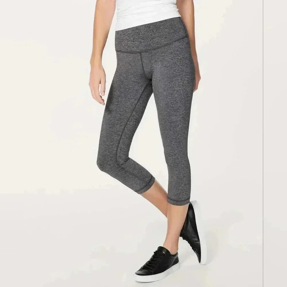 Lululemon Wunder Under Crop (Hi-Rise) *Luxtreme 21"Heathered Black
